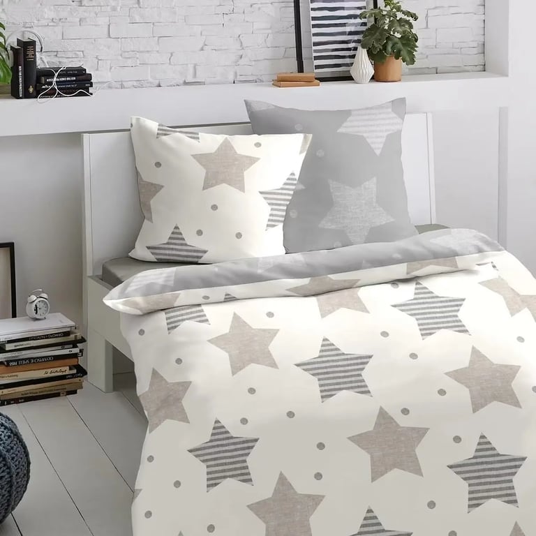 Traumschlaf Biber Wendebettwäsche Sterne beige